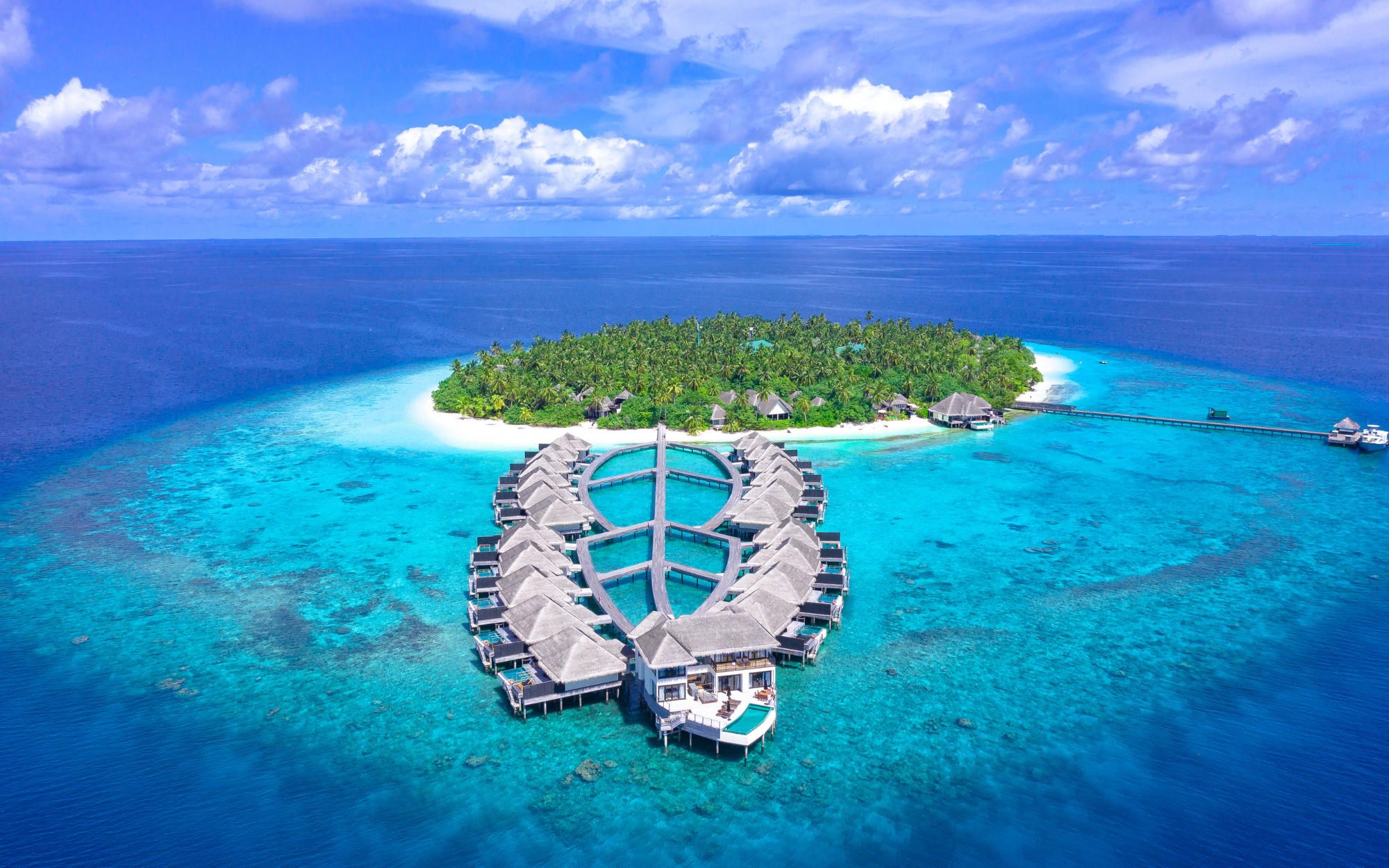 Overwater bungalows in the Maldives