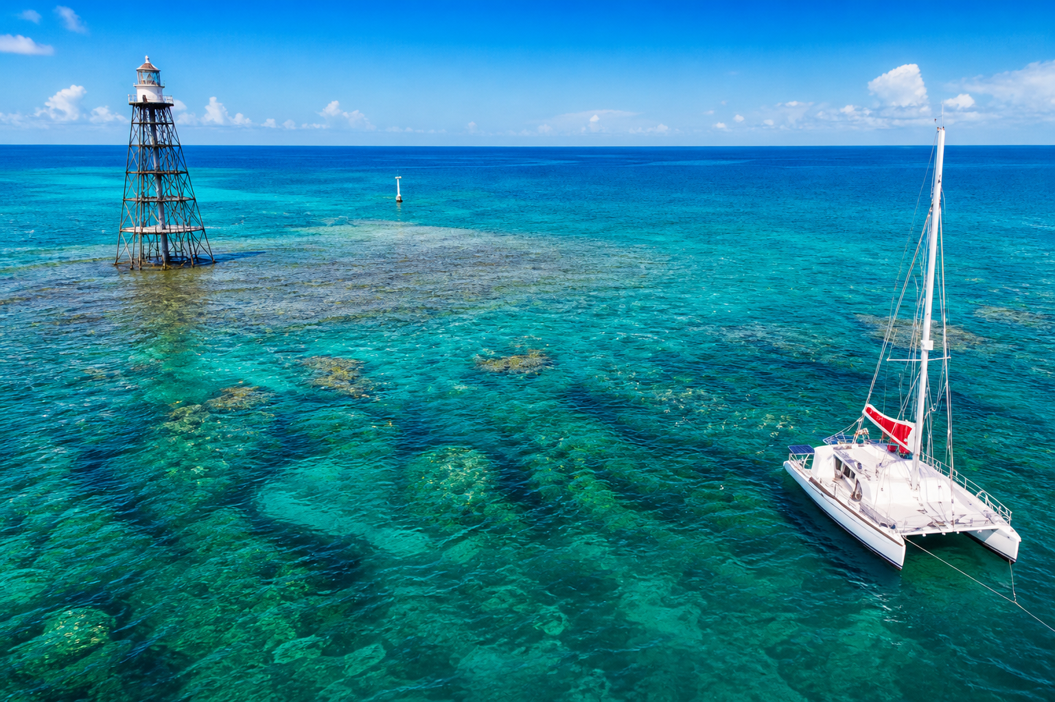 Catamaran snorkeling tour to Sand Key Lighthouse