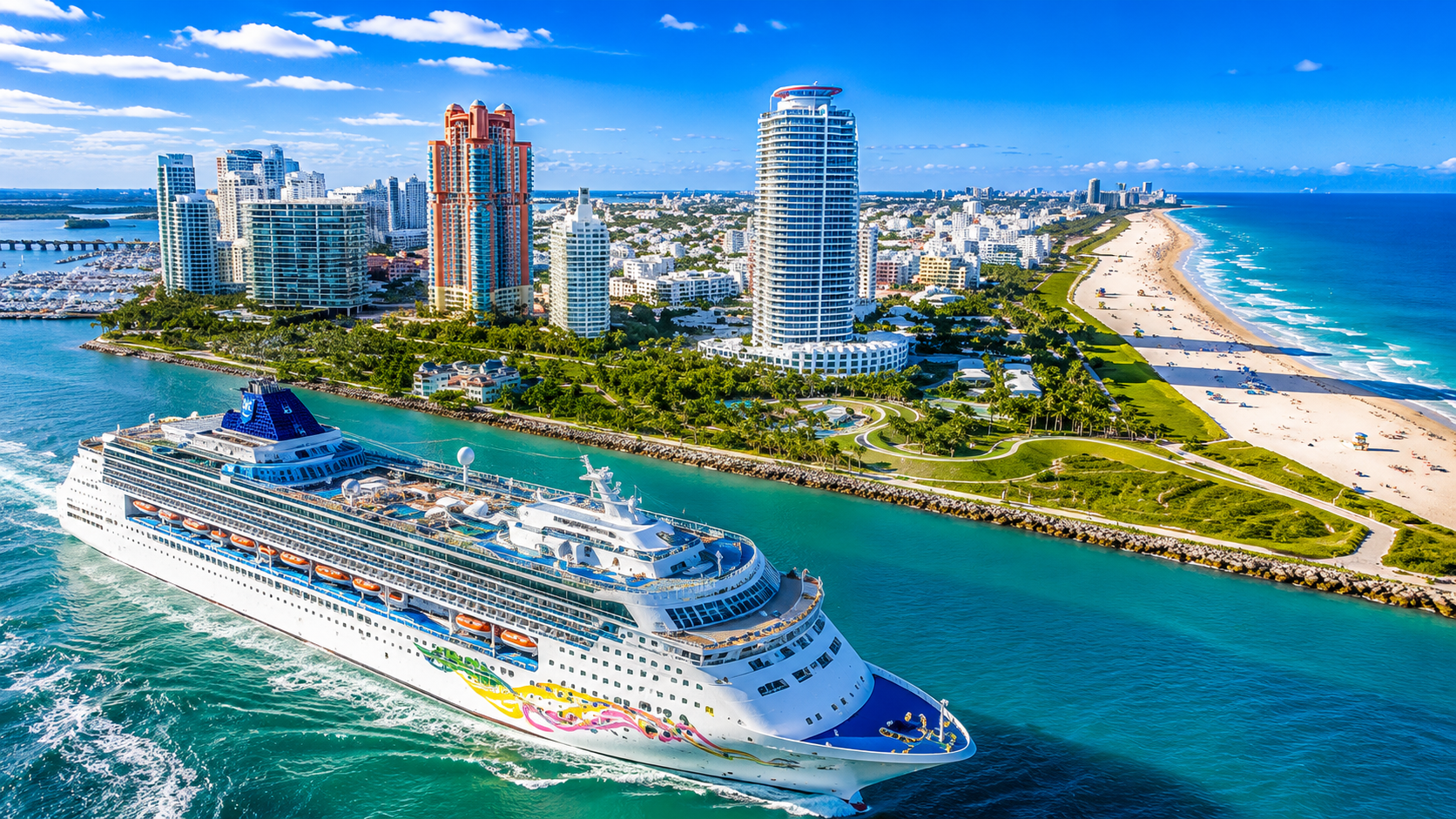 Cruise ship leaving Miami