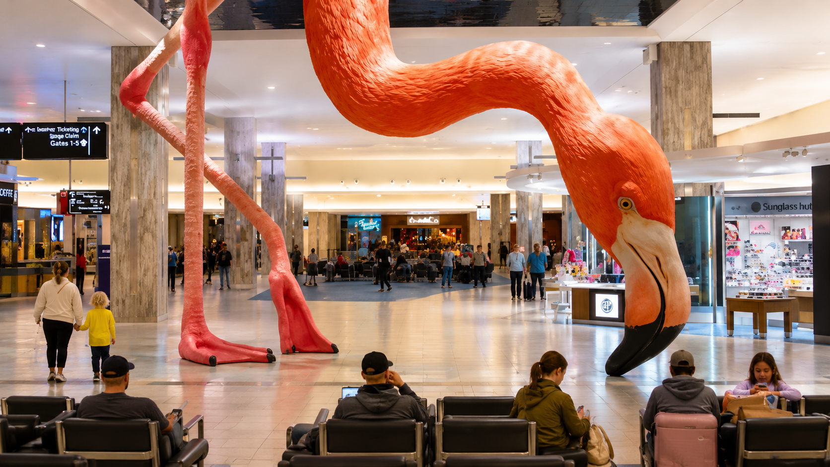 Giant flamingo in Tampa Airport