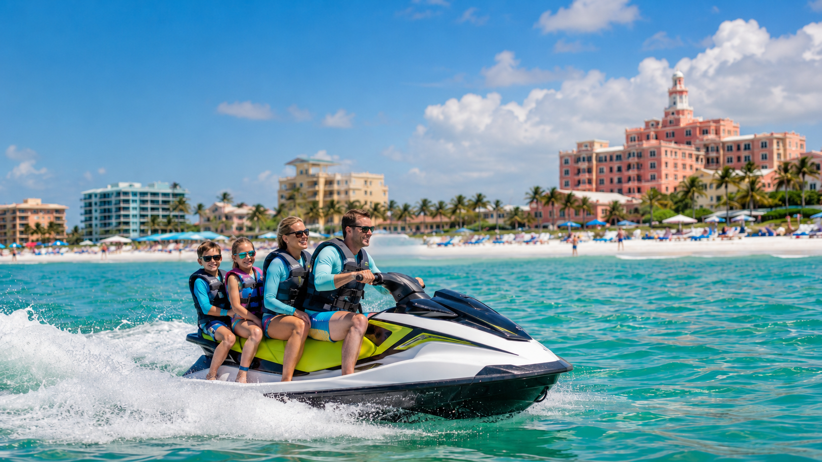 Family jet skiing on st pete beach