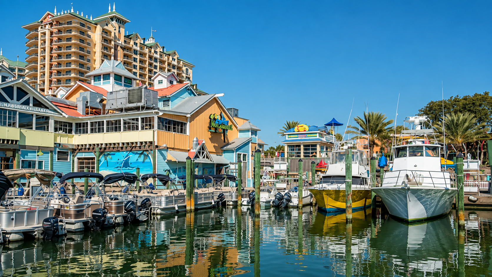 Boats in the harbor in Destin Fl