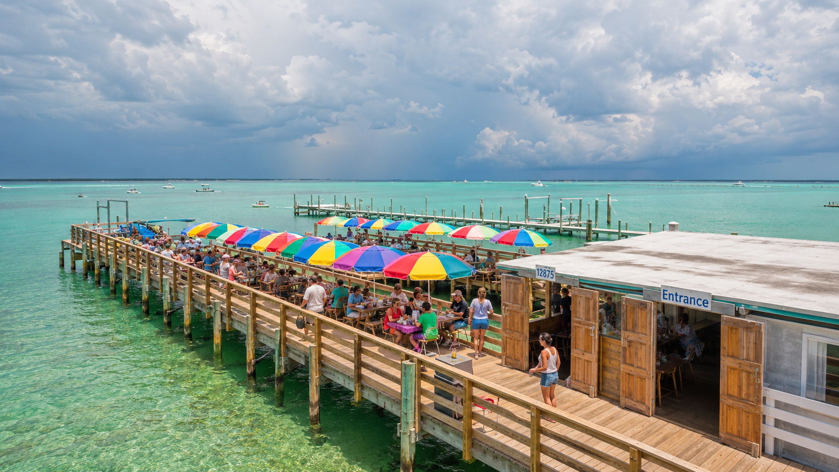 Dewey Destin's dinning on the pier