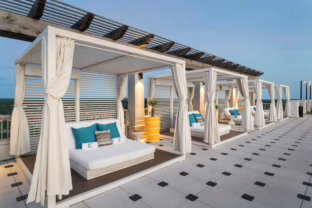 Pool side cabanas at Hotel Effie, Autograph Collection in destin