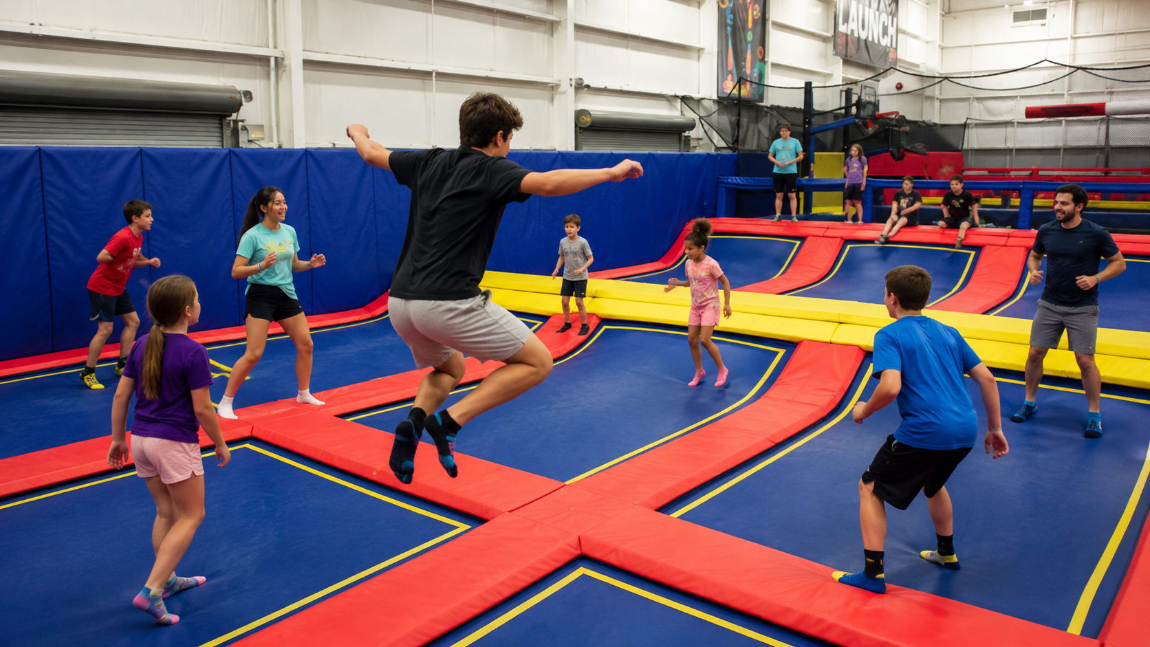 Kids bouncing around at the Trampoline Park