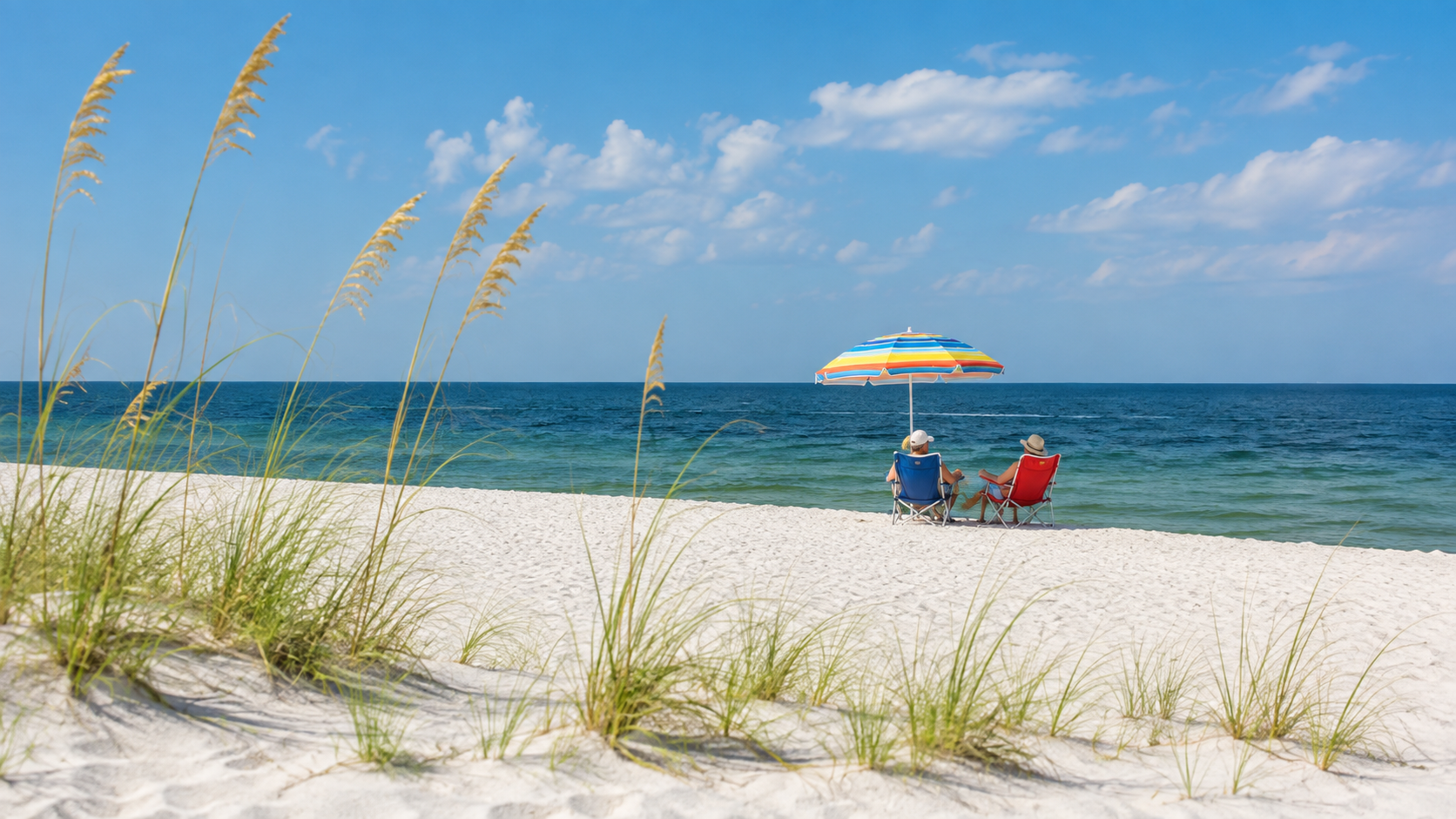 People hanging out on Gulf Shore Beach