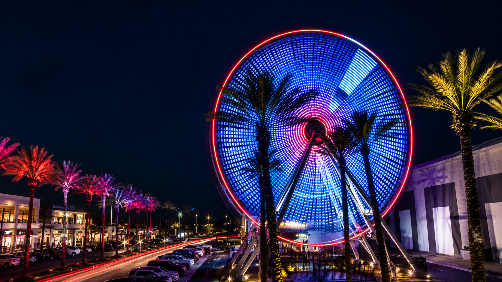 Light show and Ferris wheel at the Wharf