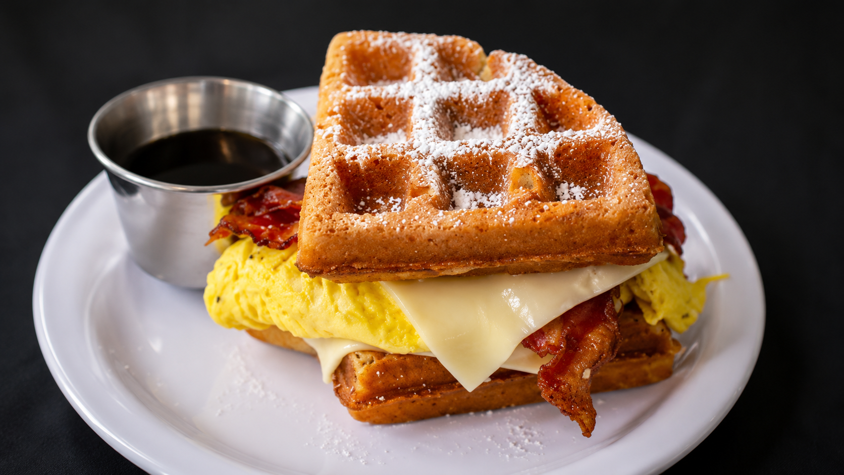 Egg sandwich with waffles