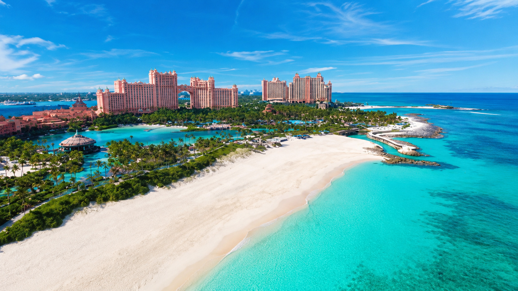 Paradise Island in the Bahamas with Atlantis hotel in the background