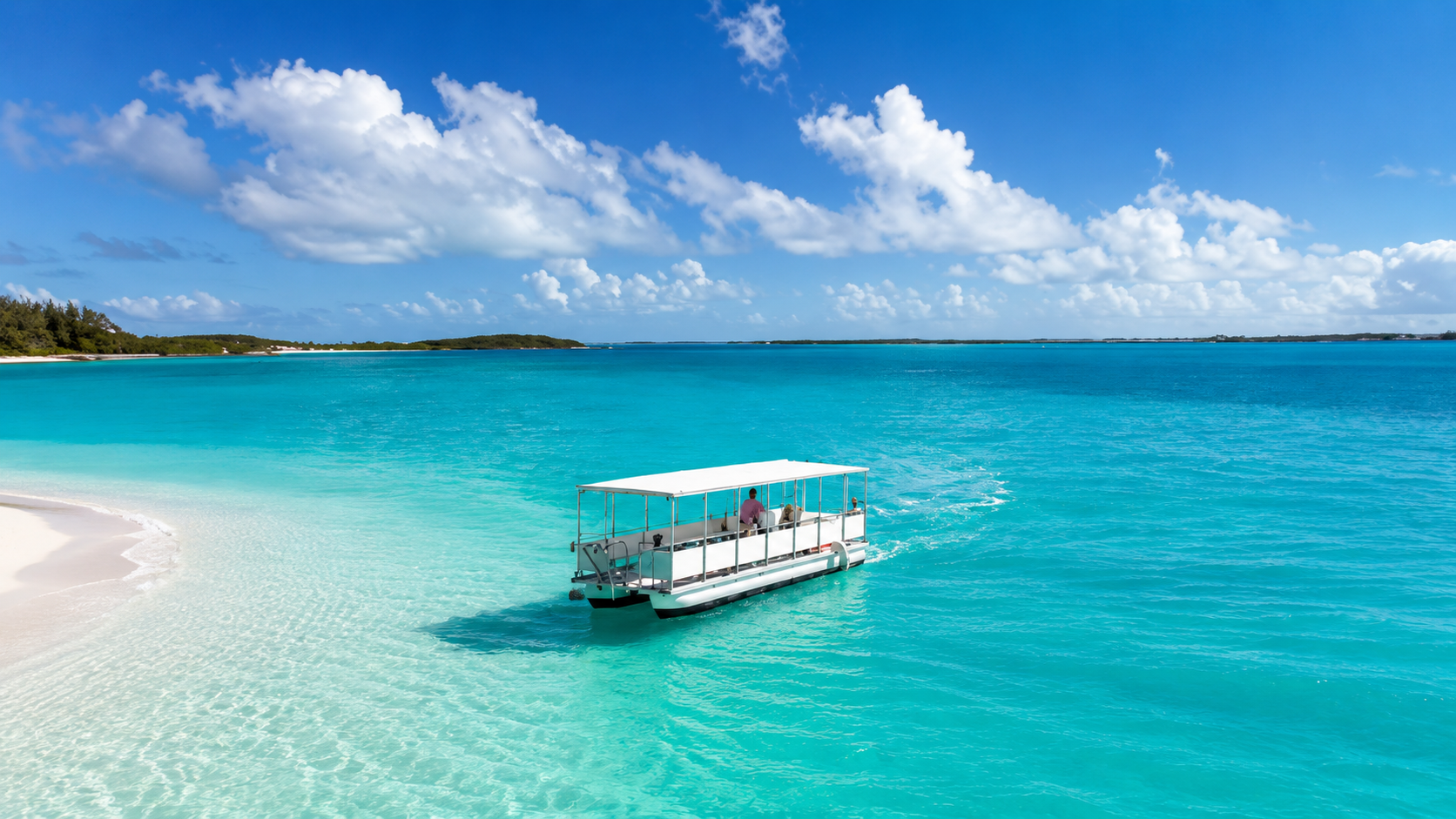 Water taxi moving between islands