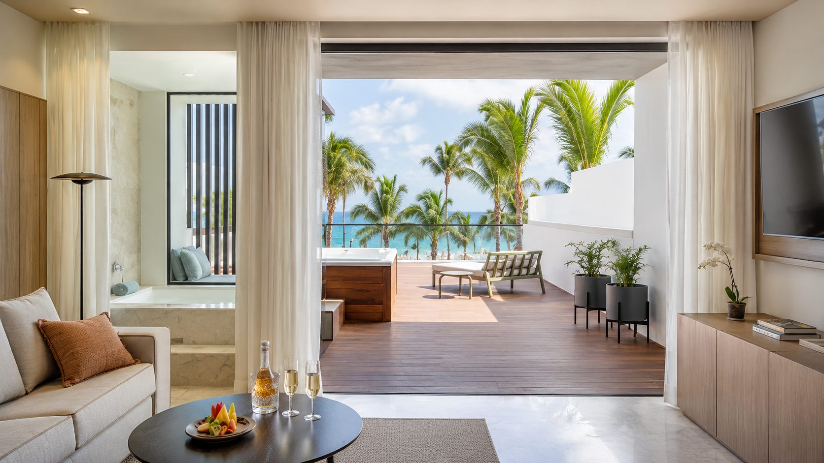 Suite with private deck and hot tub