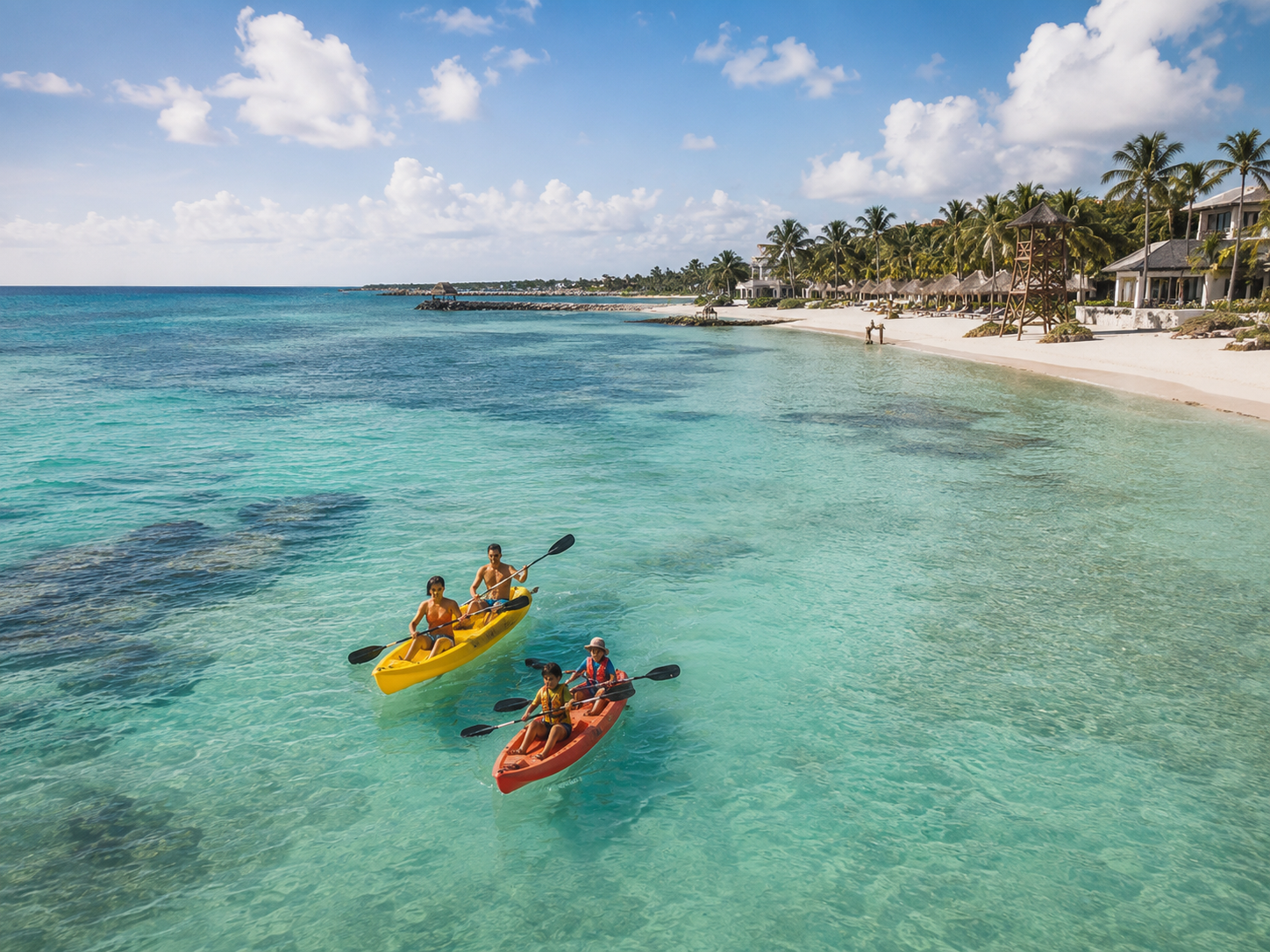 Kayaking the the beach in the afternoon