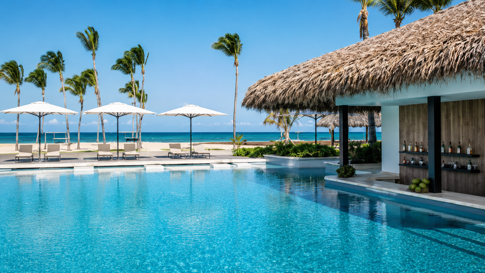 Swim up bar on the ocean