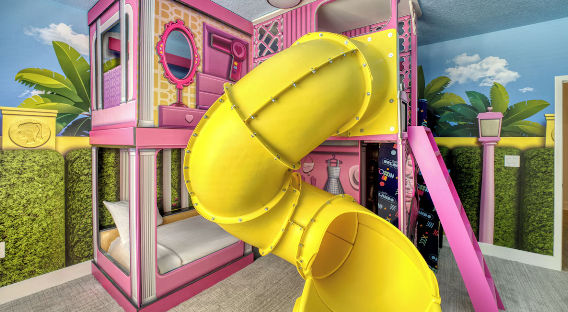Playhouse bedroom with slide