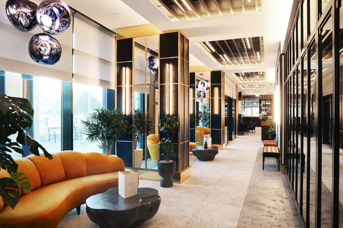 Seating area in hotel lobby