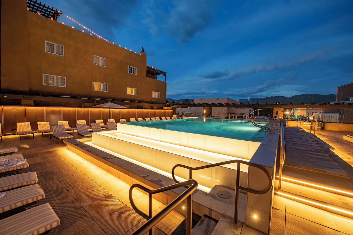 Hotel rooftop over looking the mountains