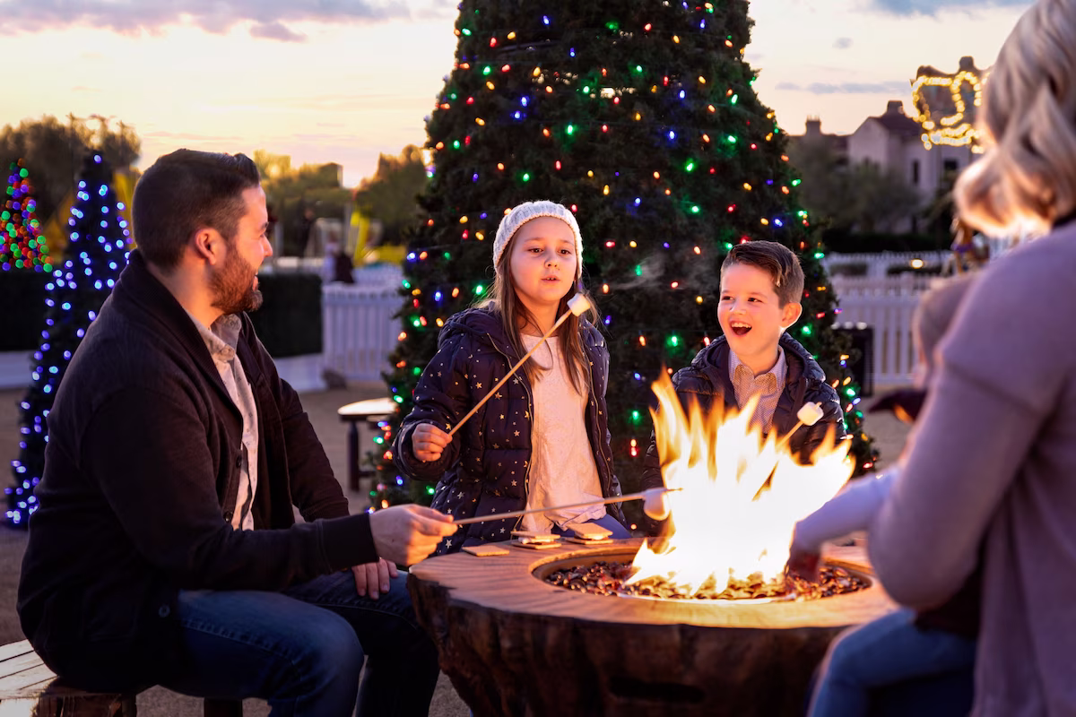 Make smores by the fire at the resort