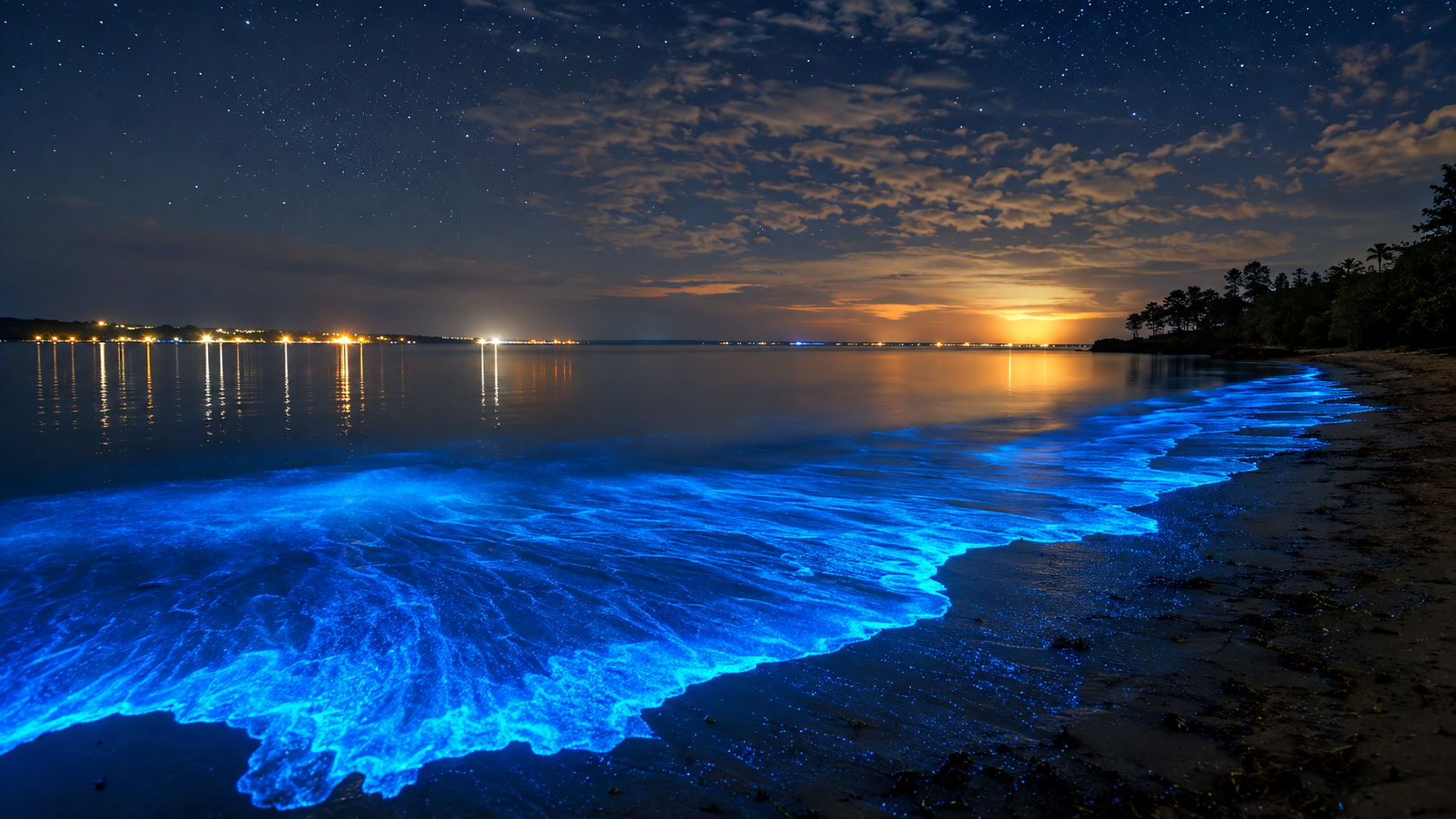 Watch the ocean light up the night with a Bioluminescence Tour