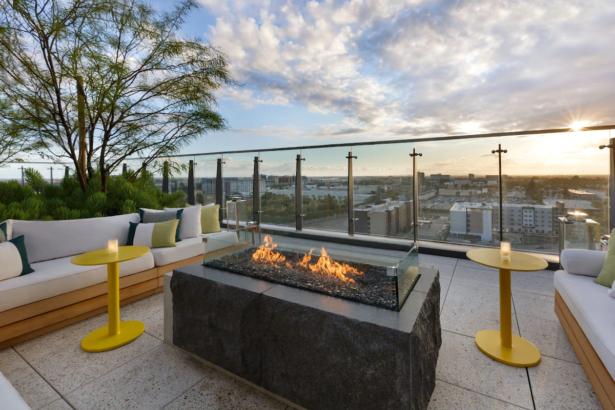 Hotel rooftop firepit