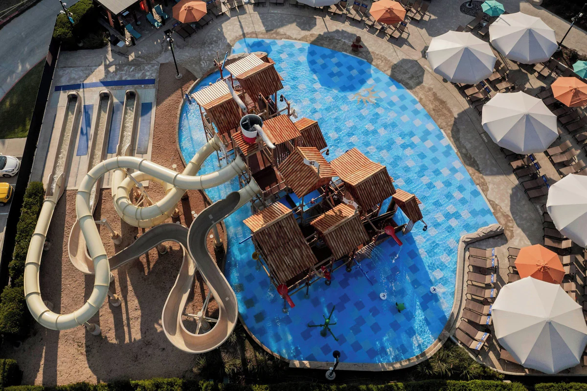 Resort Waterpark splash pad and slides