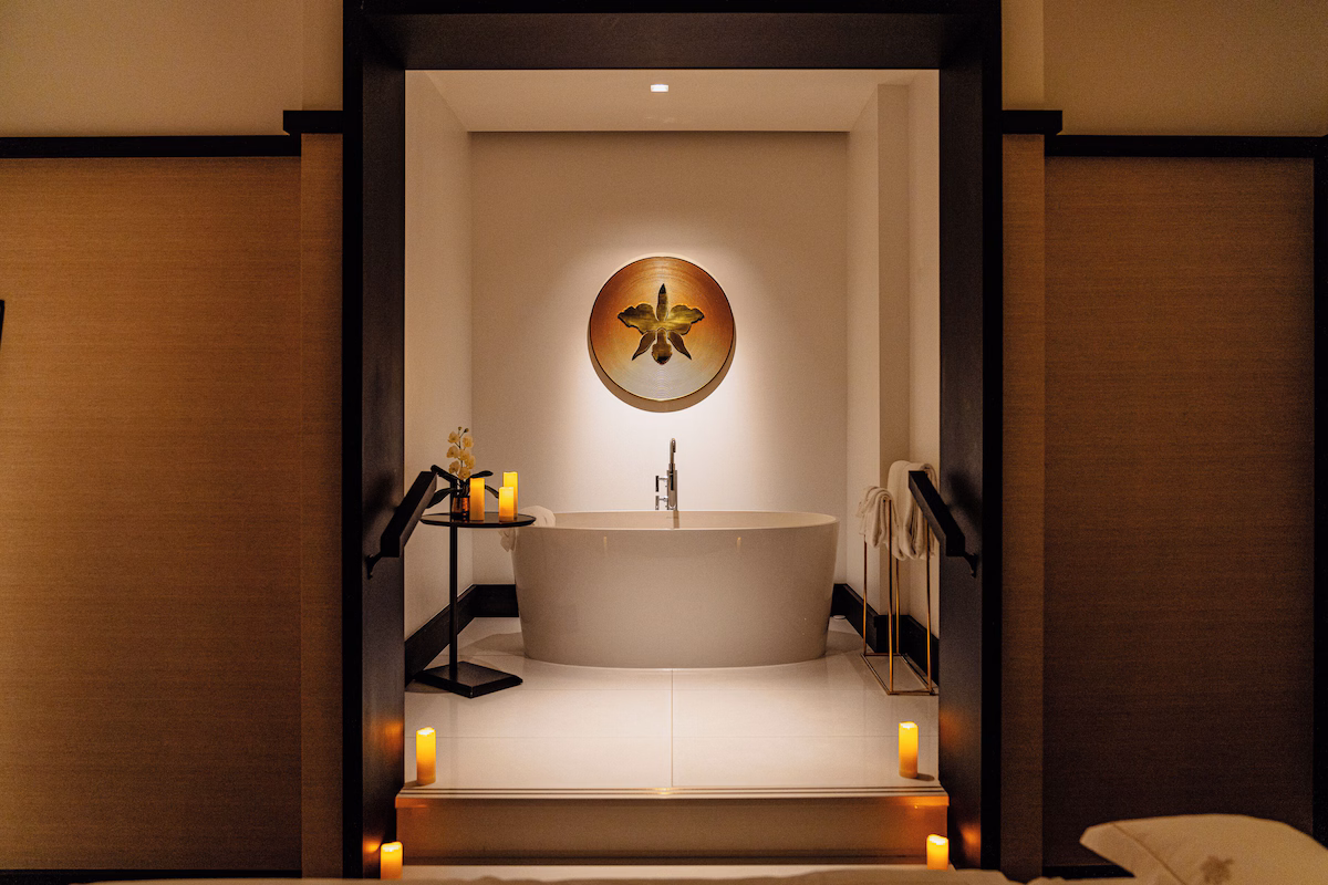 Relaxing in room tub