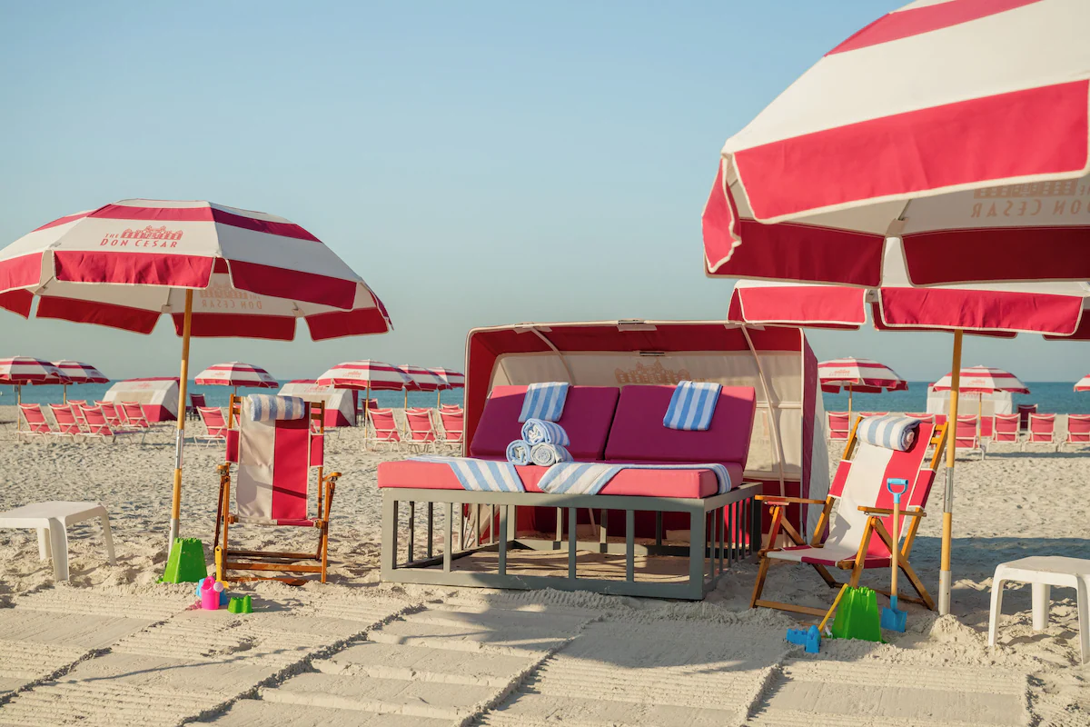 Resort beach side cabanas