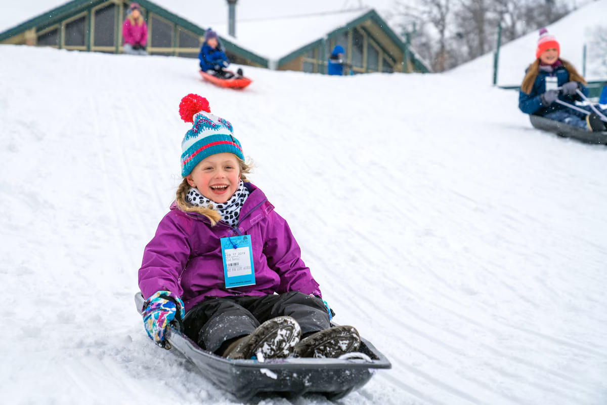 Sledding in the winter