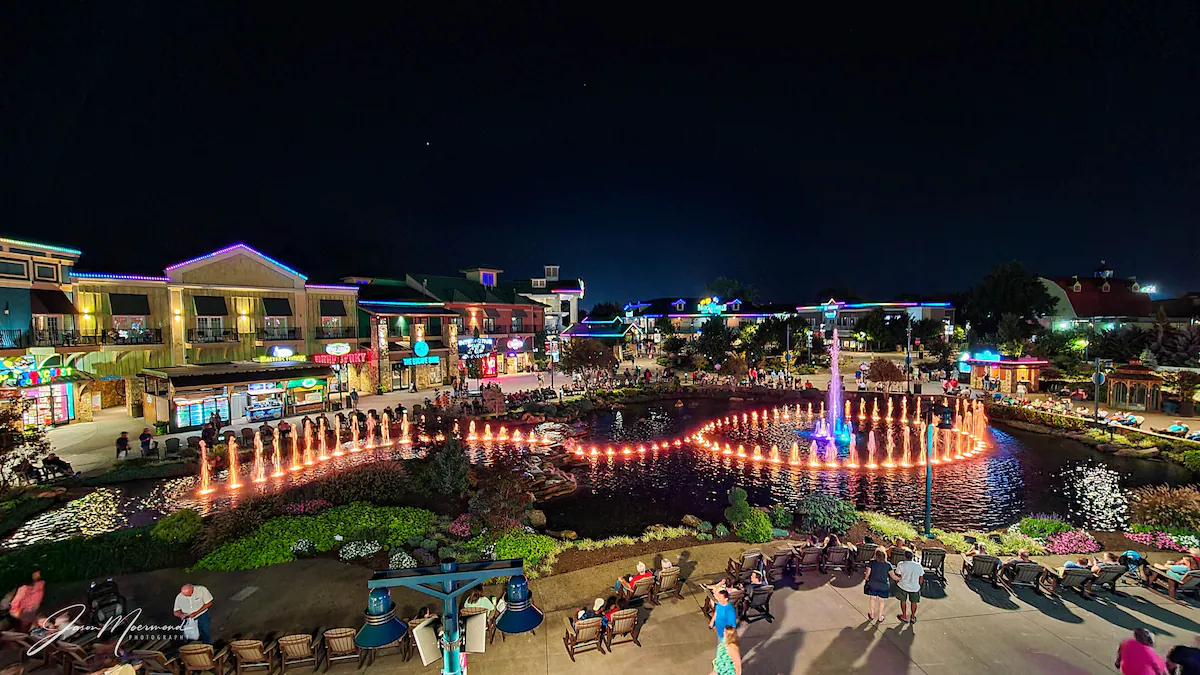 Enjoy the lights and water show at The Island