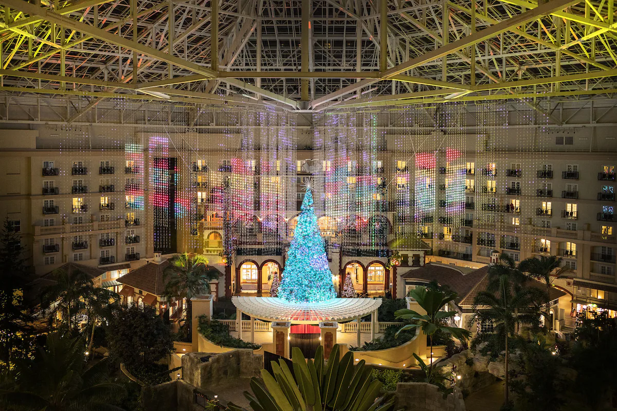 Resort tree lighting during December