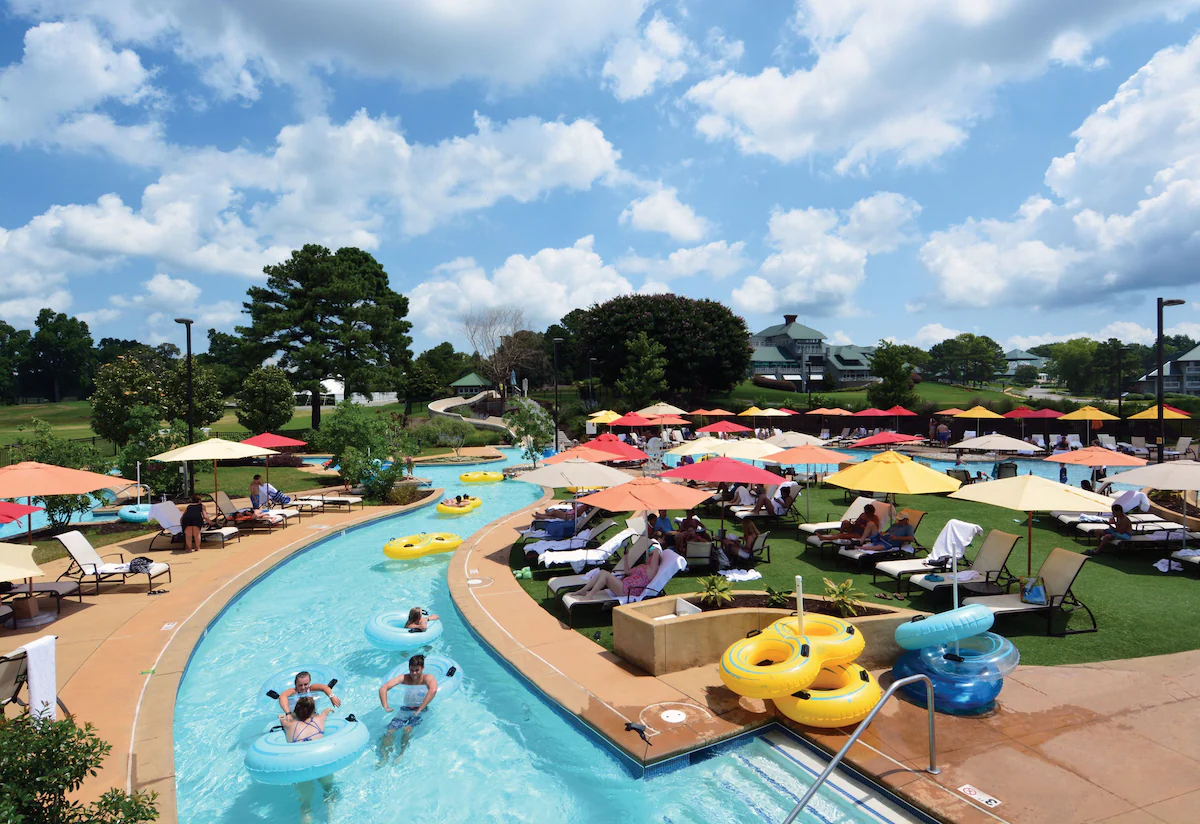 relaxing in the lazy river