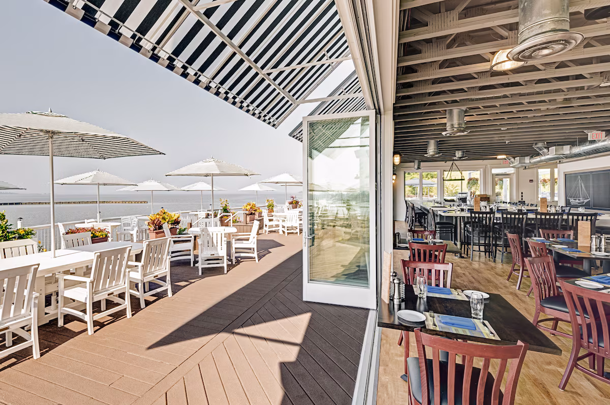 Waterfront dinning at the resort