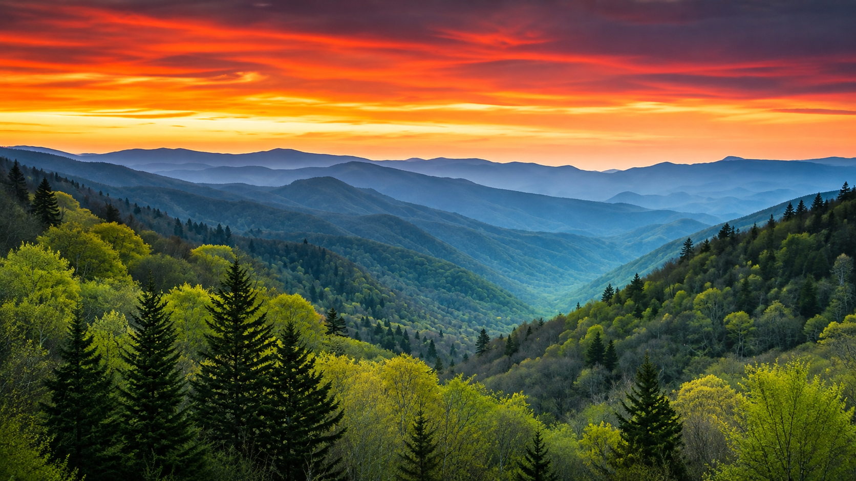 Sunset at Great Smoky Mountains National Park is a must see