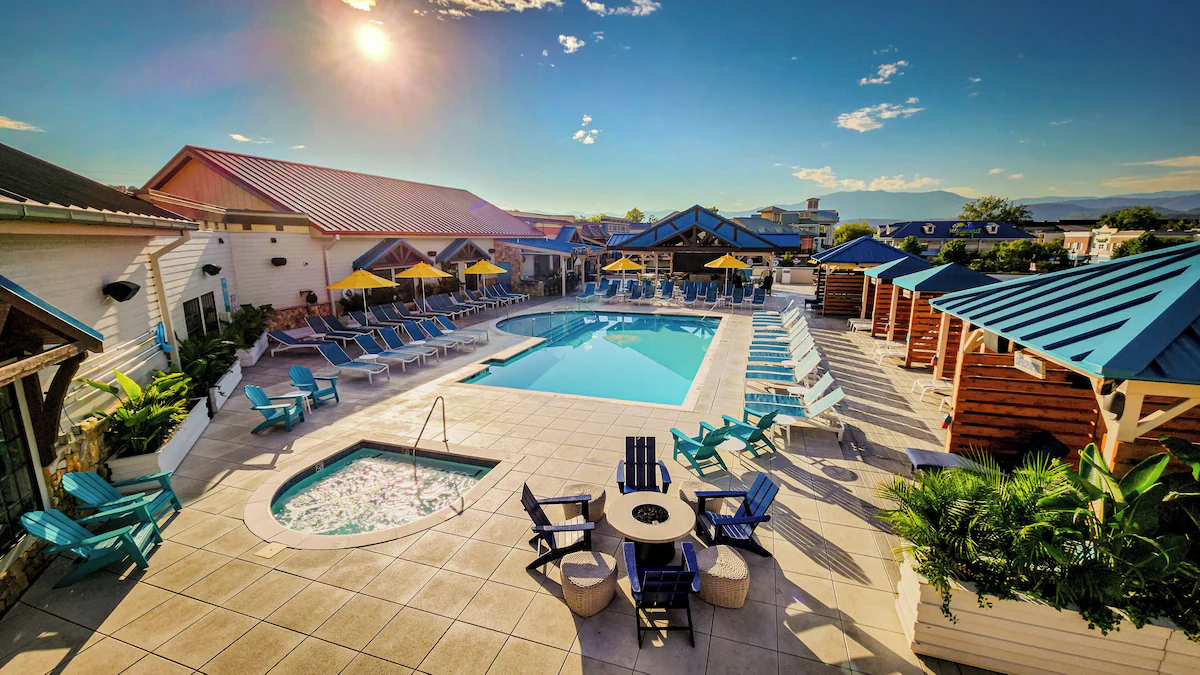 Relax by the poo and warm up in the hot tub