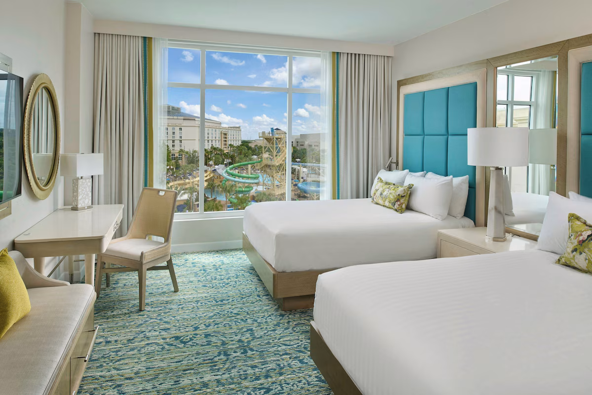 Two queen room with waterpark view