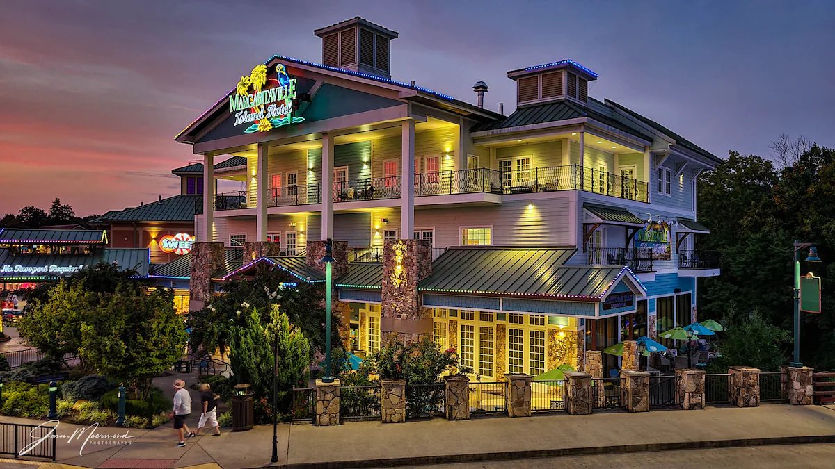 Vibrant hotel in a forest setting