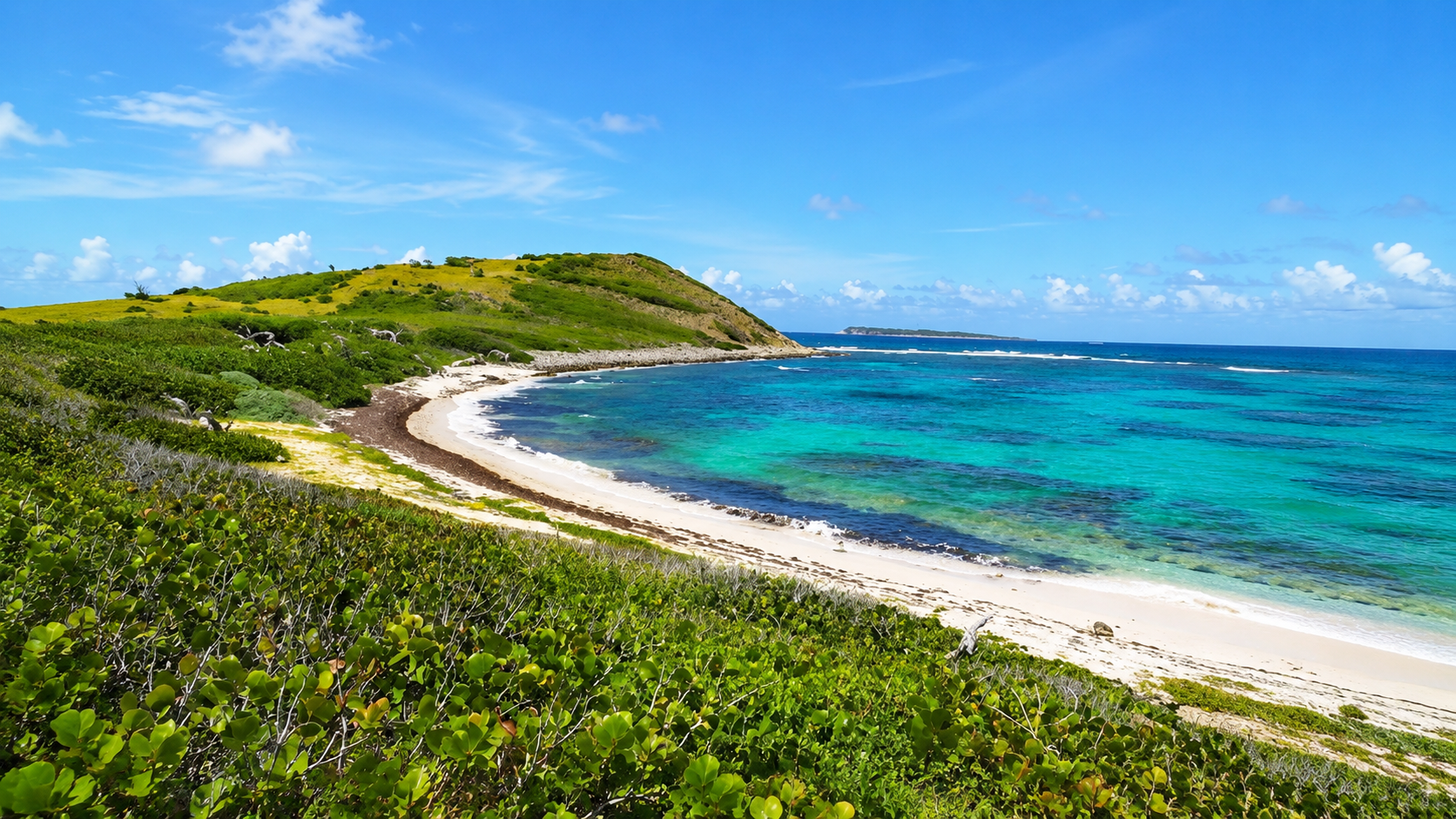 Take a short boat ride to beautiful Pinel island
