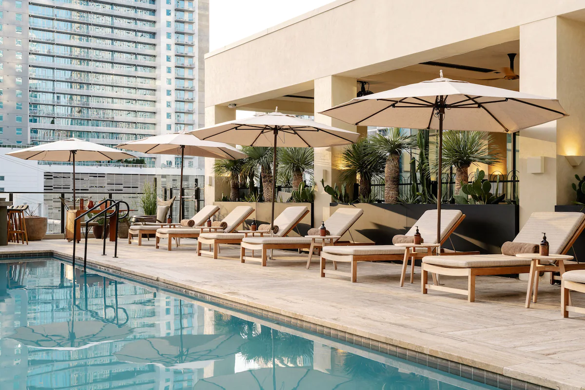 Enjoy hotel rooftop pool