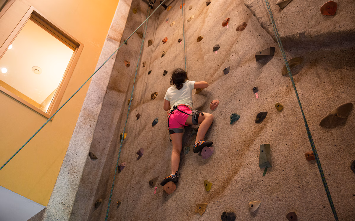 Hotel rock climbing wall