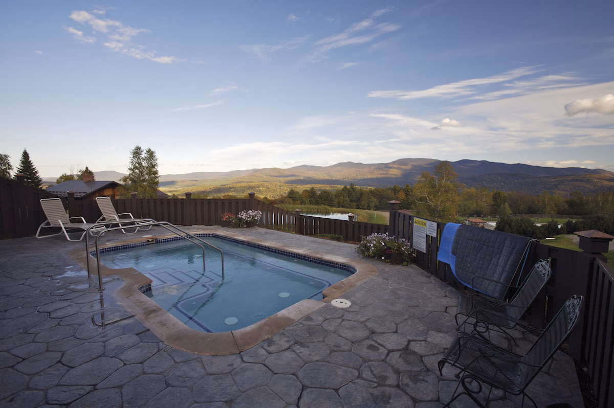 Outdoor hot tub with a view