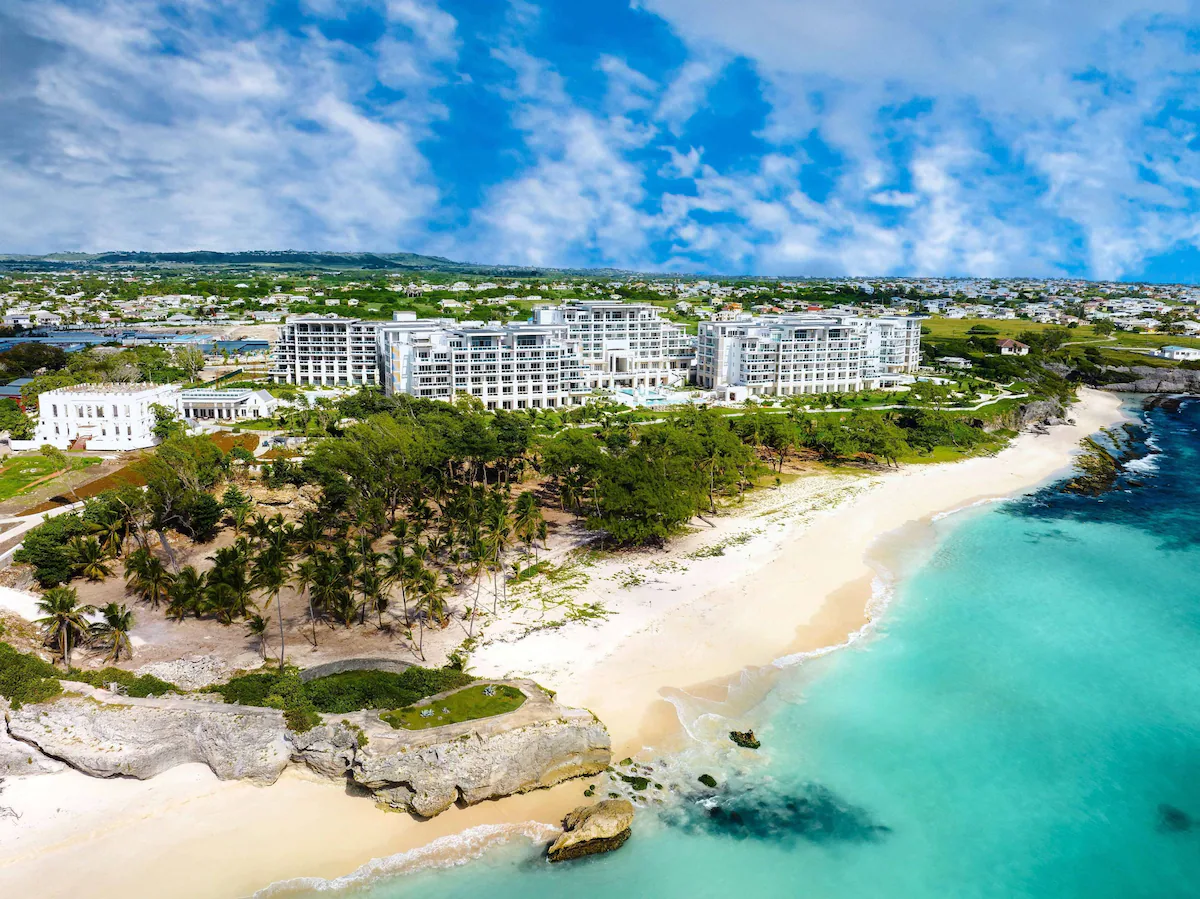 Private white sand beach with crystal clear water