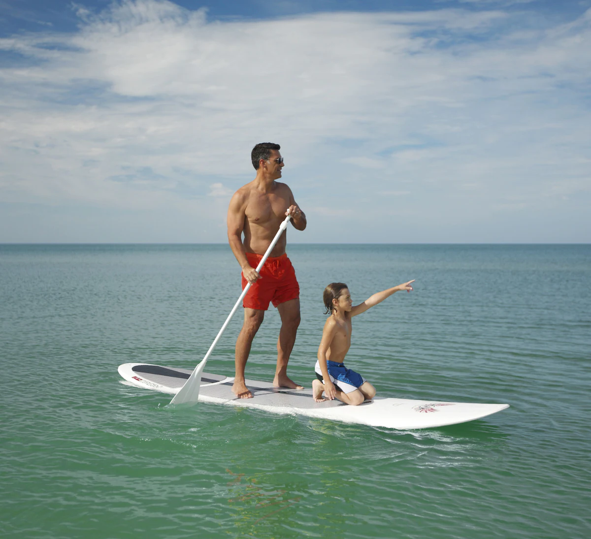 Paddle boarding in the calm gulf