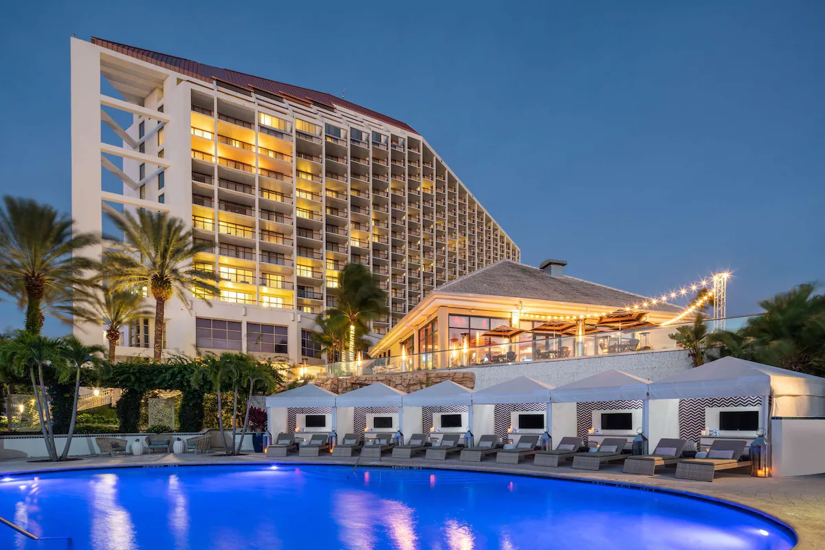 Resort pool and cabanas