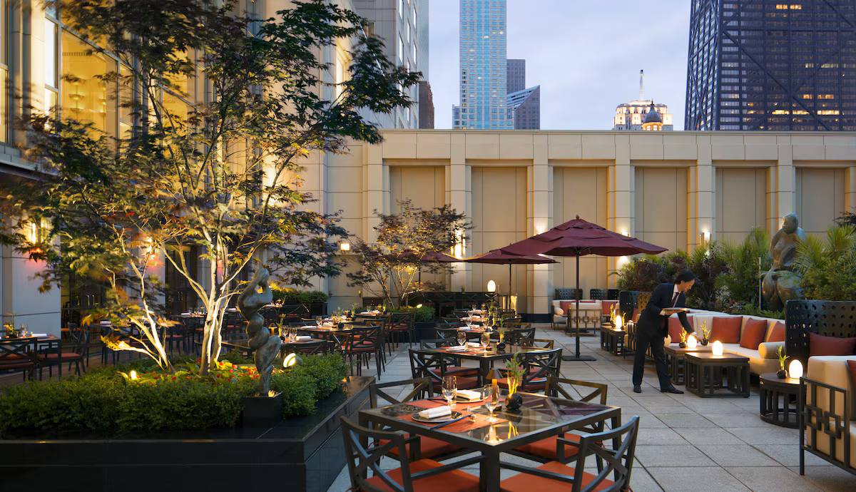 Dinning outdoors on the terrace