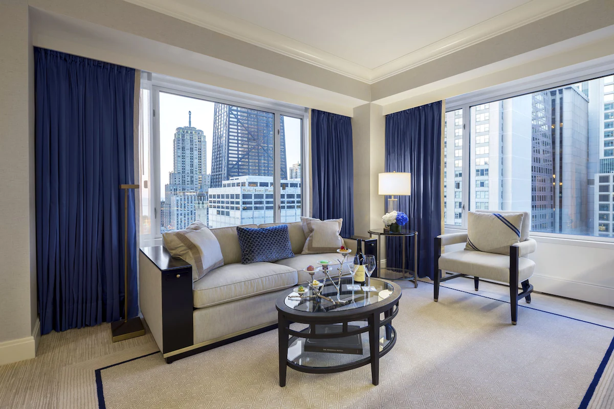 Living room with city view