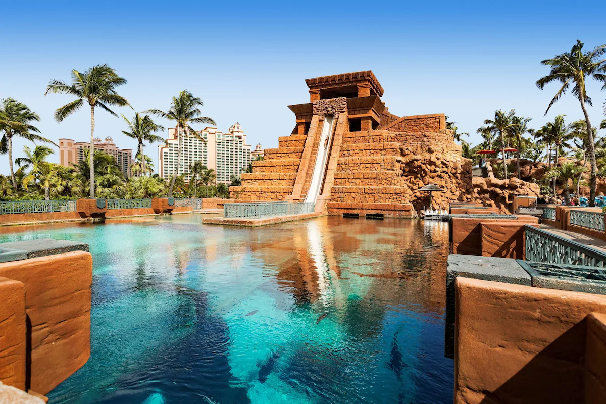 Resort water slide and shark tank