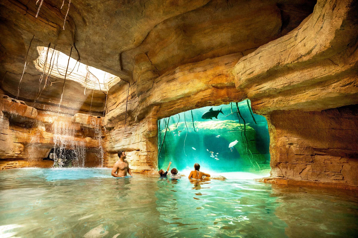 Resort swim in cave
