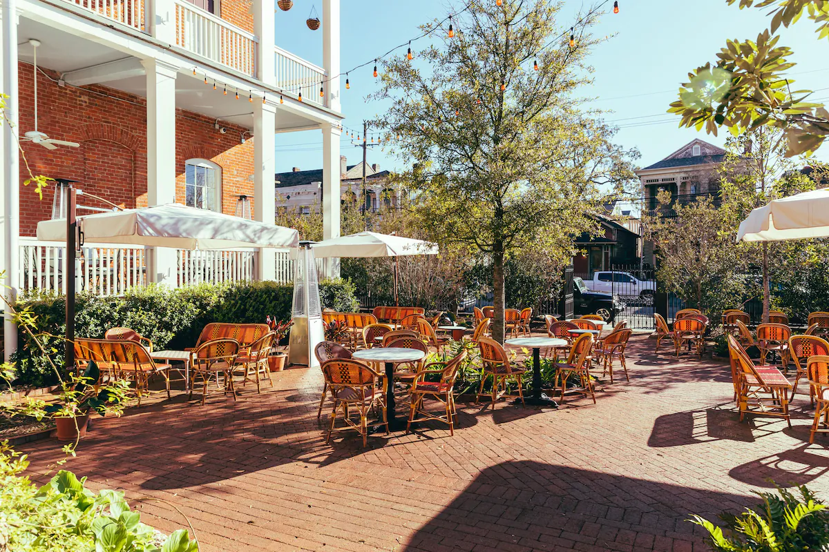 Grab a bit to eat in the courtyard