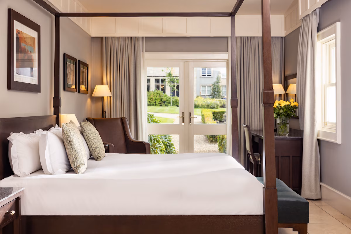 One king room off the courtyard