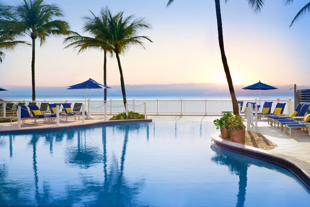 Resort pool with ocean view