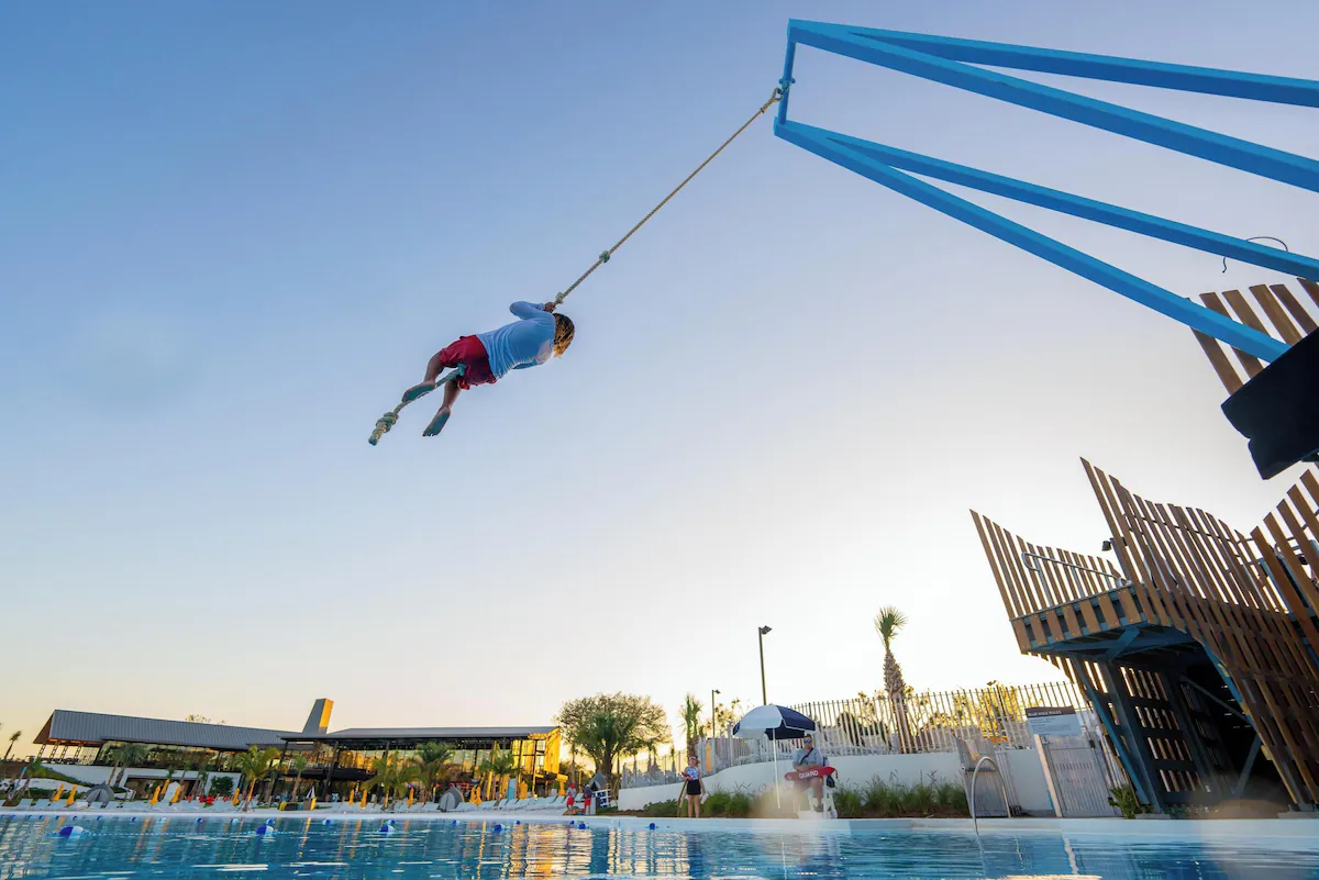 Rope swing over the lagoon